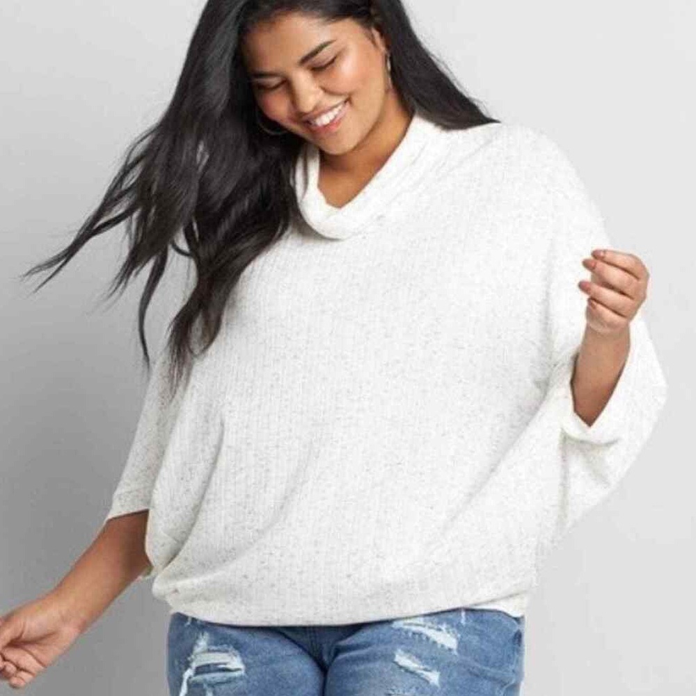 𝐋𝐀𝐍𝐄 𝐁𝐑𝐘𝐀𝐍𝐓 | NWT COWL NECK RIBBED KNIT PONCHO PULLOVER TOP - Picture 11 of 11